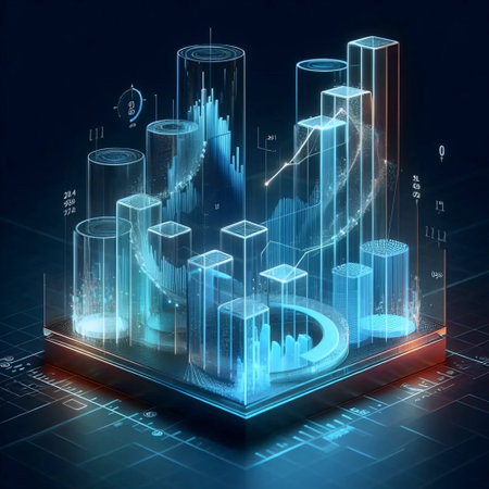 Futuristic bar chart, Ai generated image