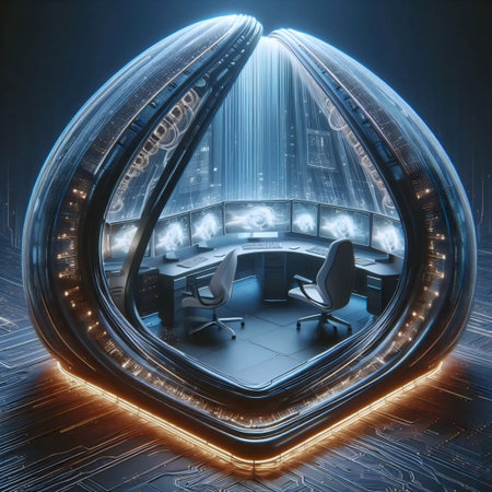 A glowing data pod, Ai generated imageの写真素材