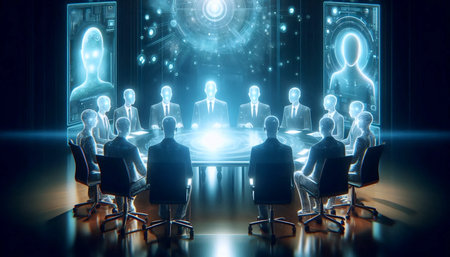 A virtual reality meeting, AI generated imageの写真素材