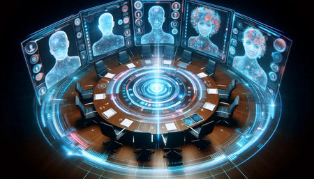 A virtual reality meeting, AI generated image
