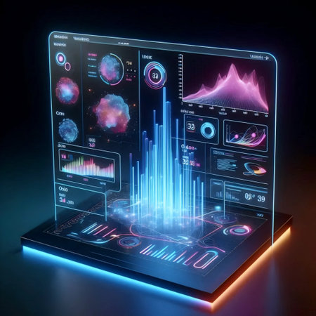 A digital whiteboard with floating graphs, Ai generated imageの写真素材