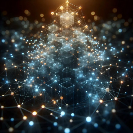A blockchain network visualization, Ai generated imageの写真素材