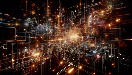 A neon-infused trading algorithm map, Ai generated image