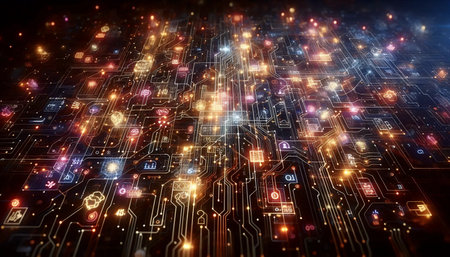 A neon-infused trading algorithm map, Ai generated image
