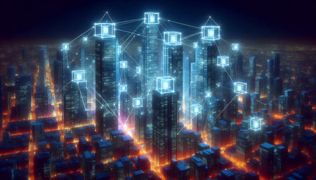 A futuristic blockchain metropolis, Ai generated image