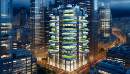 Vertical farm office tower, Ai generated image
