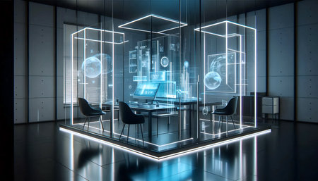 A futuristic office desk, AI generated image