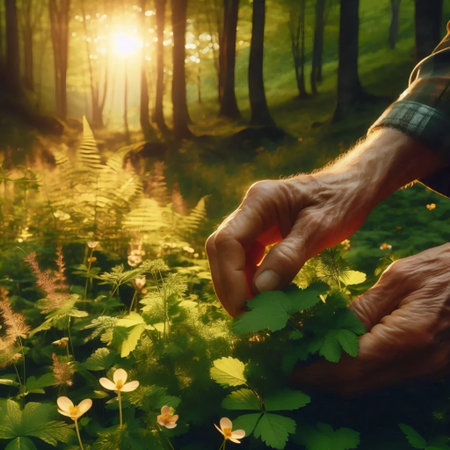 A wild herb foraging, Ai generated imageの写真素材