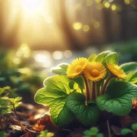 A early coltsfoot bloom, Ai generated image