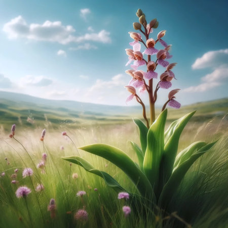 A delicate orchis flower, Ai generated imageの写真素材