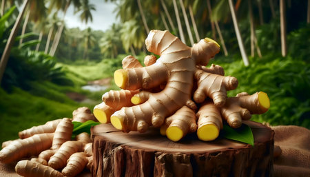 A spicy ginger root, Ai generated imageの写真素材