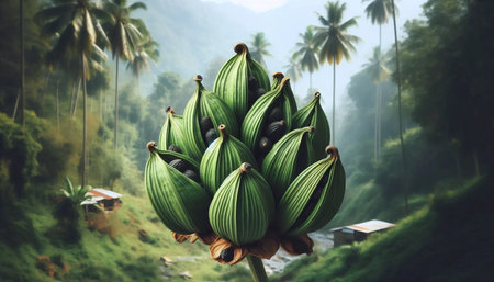 Aromatic cardamom pods, AI generated image