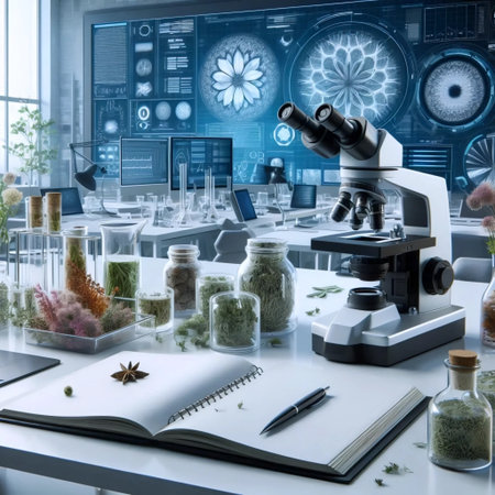 A medicinal herb research, Ai generated imageの写真素材