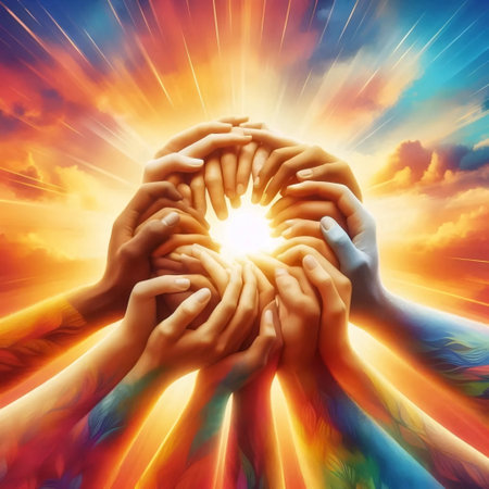 A diverse hands together, Ai generated image