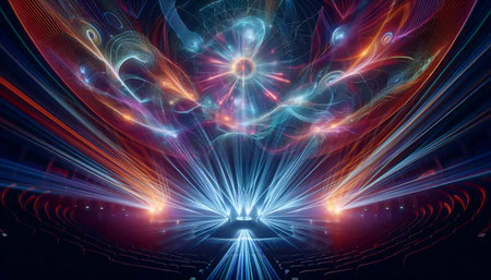 A planetarium laser show, Ai generated image