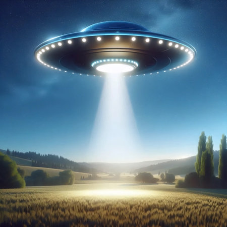 A classic UFO sighting, Ai generated imageの写真素材