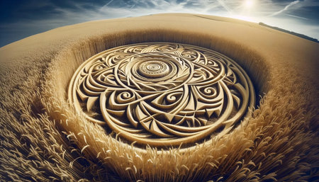 A crop circle formation, Ai generated imageの写真素材