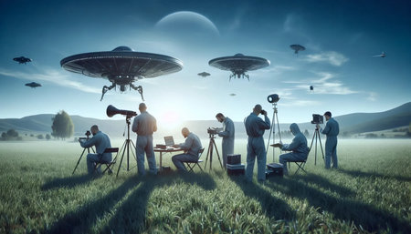 A UFO investigation team, Ai generated imageの写真素材