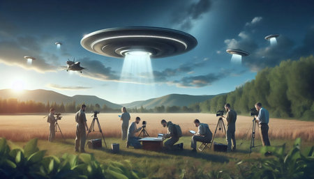 A UFO investigation team, Ai generated imageの写真素材