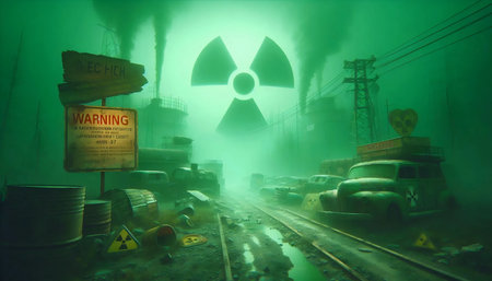 A nuclear disaster exclusion zone, Ai generated imageの写真素材
