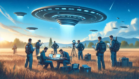 A UFO investigation team, Ai generated image