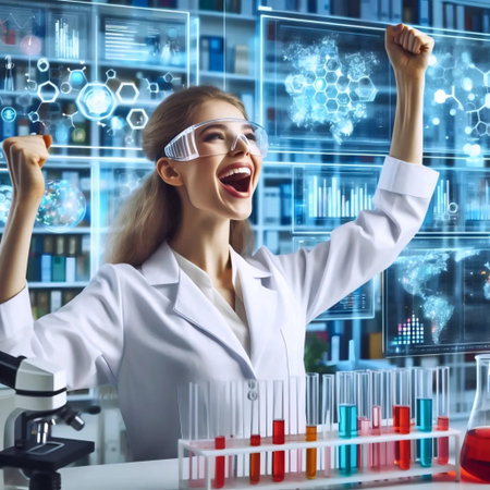 A scientific breakthrough success, Ai generated imageの写真素材