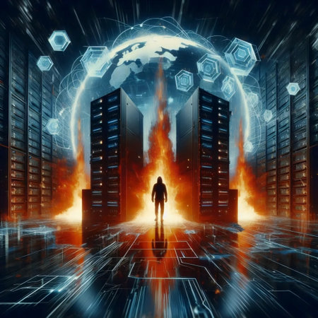 A cyber attack visualization, Ai generated image