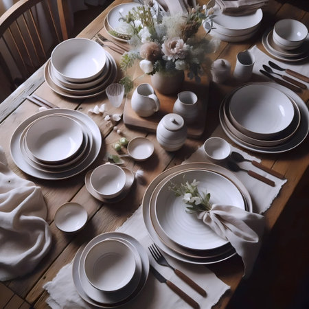 A ceramic dinnerware set, Ai generated image