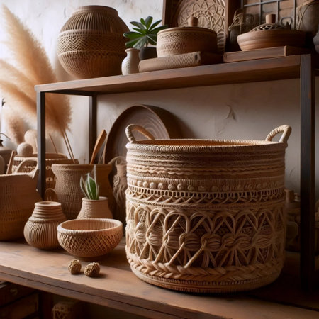 A woven storage basket, Ai generated image