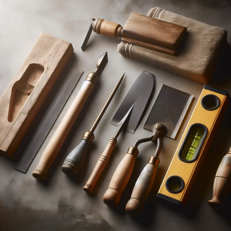 A masonry tools collection, Ai generated imageの写真素材