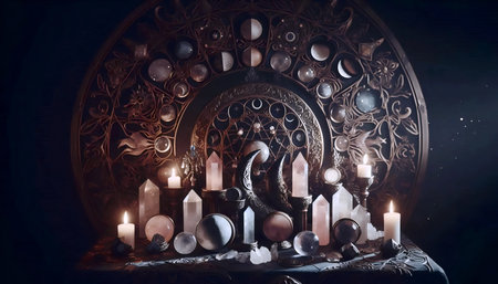 A mystical moon phases, Ai generated imageの写真素材