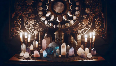 A mystical moon phases, Ai generated imageの写真素材