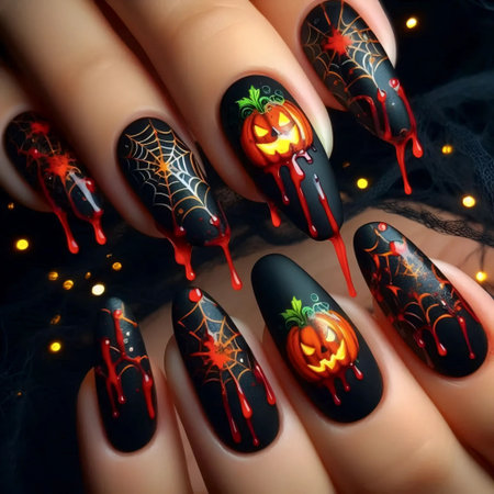 A spooky Halloween nail design, Ai generated imageの写真素材