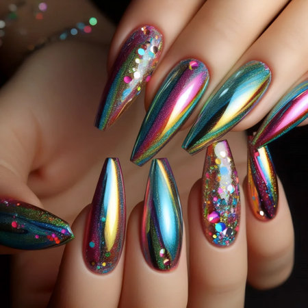 Bright nail art, Ai generated imageの写真素材