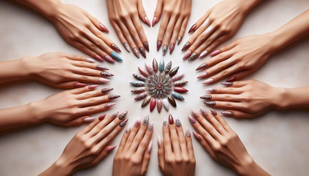 Geometric nail composition, Ai generated imageの写真素材