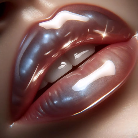 A glossy lip effect, Ai generated imageの写真素材