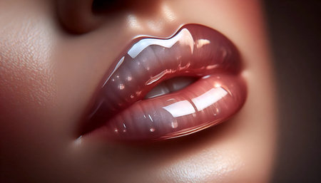 A glossy lip effect, Ai generated imageの写真素材