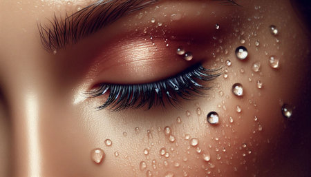 A dewy lash romance, Ai generated imageの写真素材