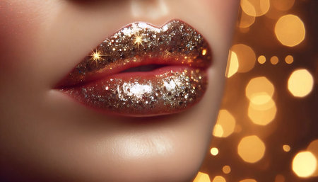 A festive sparkle lips, Ai generated imageの写真素材