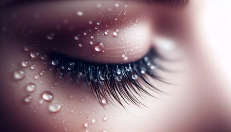 A dewy lash romance, Ai generated imageの写真素材