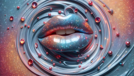 A glitter lip abstract, Ai generated imageの写真素材
