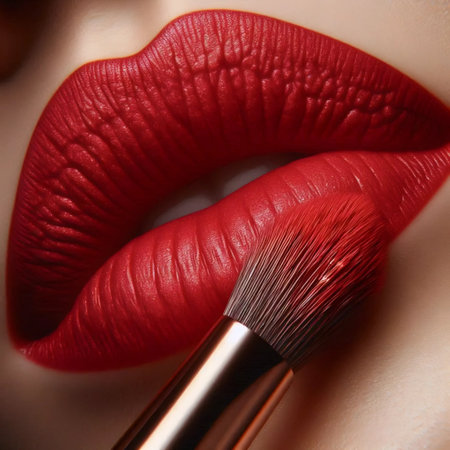 A macro lipstick application, Ai generated image