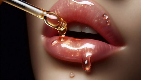 A lip oil gloss effect, Ai generated imageの写真素材