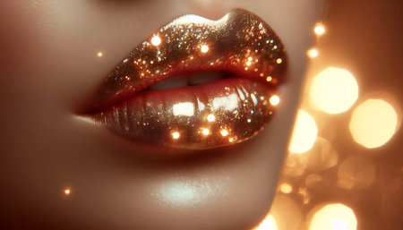 A festive sparkle lips, Ai generated imageの写真素材