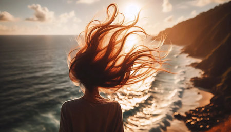 A hair in nature scene, Ai generated imageの写真素材