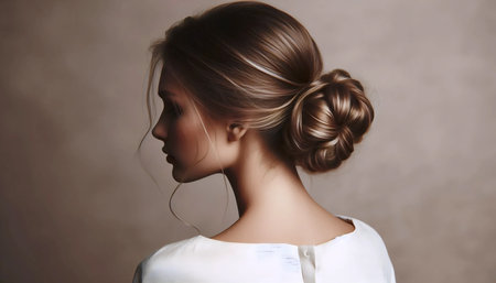 An elegant hairstyle, Ai generated imageの写真素材