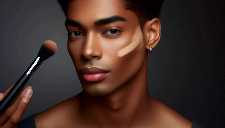 A natural mens makeup, Ai generated imageの写真素材