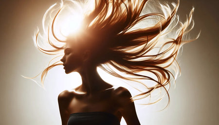 A hair movement shot, Ai generated imageの写真素材