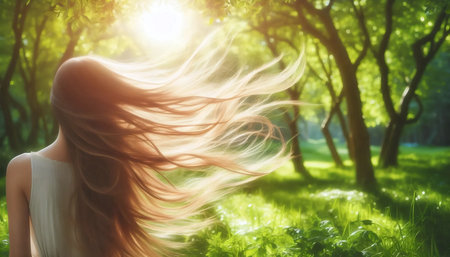 A hair in sunlight, Ai generated imageの写真素材