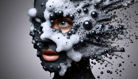 A bubbling mask fun, Ai generated imageの写真素材